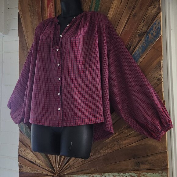 NWOT DOEN The Jane organic cotton in Rossendale Valley plaid blouse Sz S - Picture 6 of 14